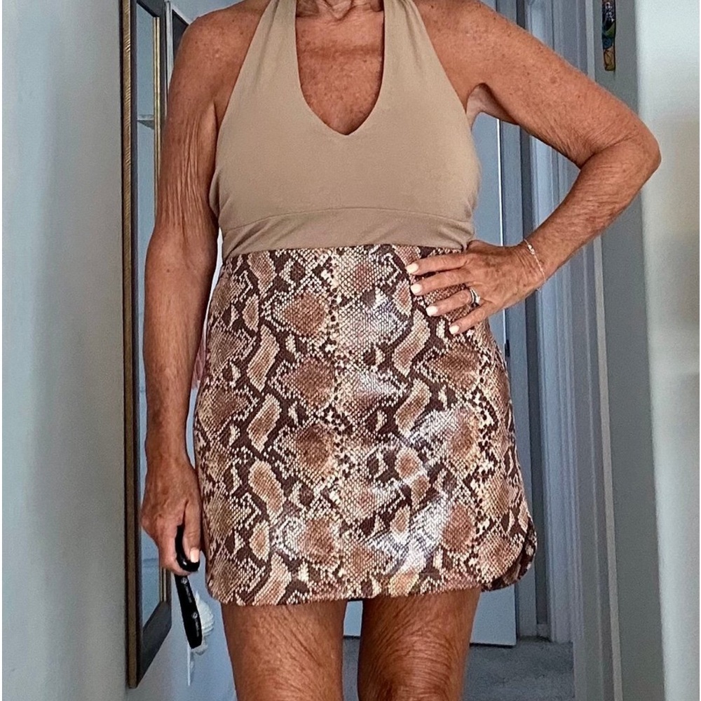 Lulu’s Taupe Pink Brown Python Stretch Mini Skirt… - image 1